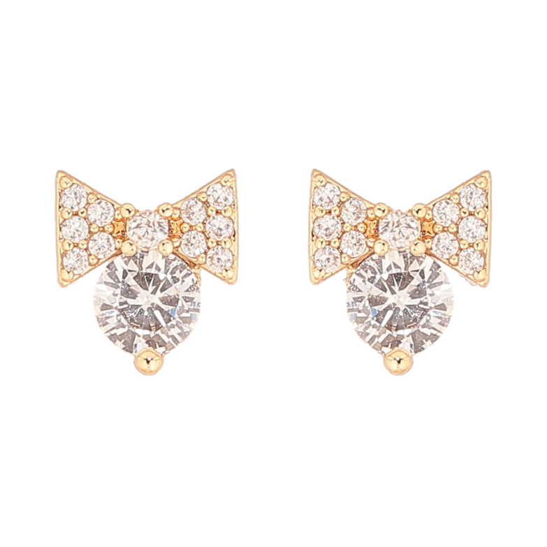 Серьги Xuping Позолота 18K пусеты Банты с кристаллами фото №1