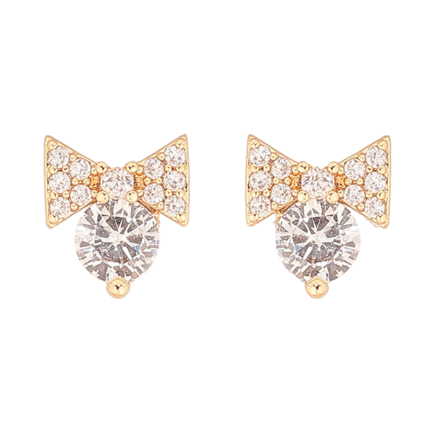 Серьги Xuping Позолота 18K пусеты Банты с кристаллами фото №1