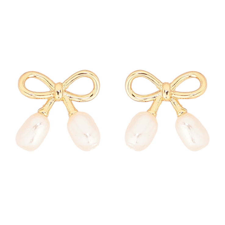 Сережки Xuping Позолота 18K пусети «Банти з перлинками» фото №25