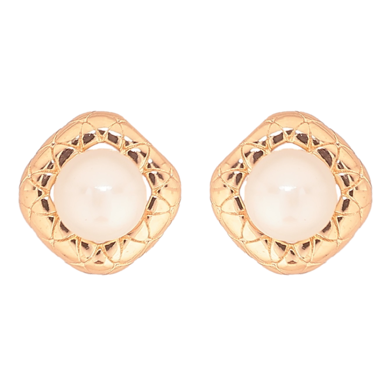 Сережки Xuping Позолота 18K пусети «Ромби з перлинами» фото №1