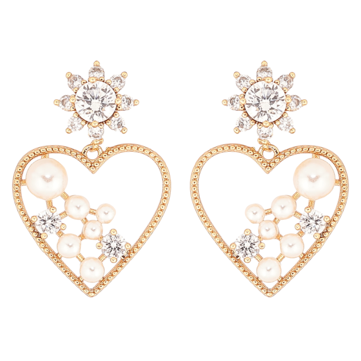 Сережки Xuping Позолота 18K пусети «Підвіски сердечка з перлинами» фото №16