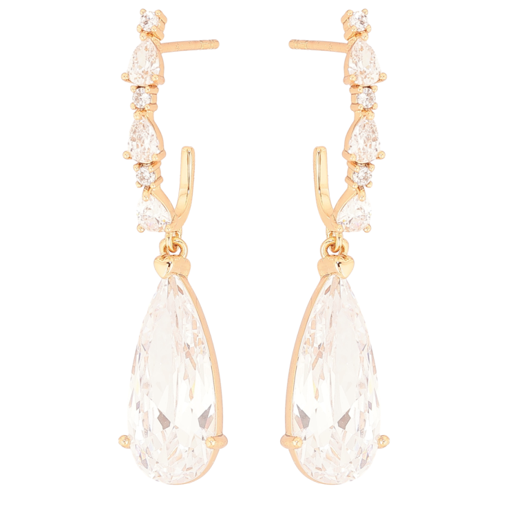 Сережки Xuping Позолота 18K пусети «Кришталеві підвіски» фото №7