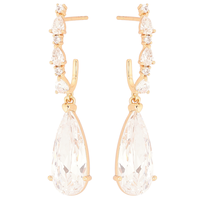 Сережки Xuping Позолота 18K пусети «Кришталеві підвіски» фото №1