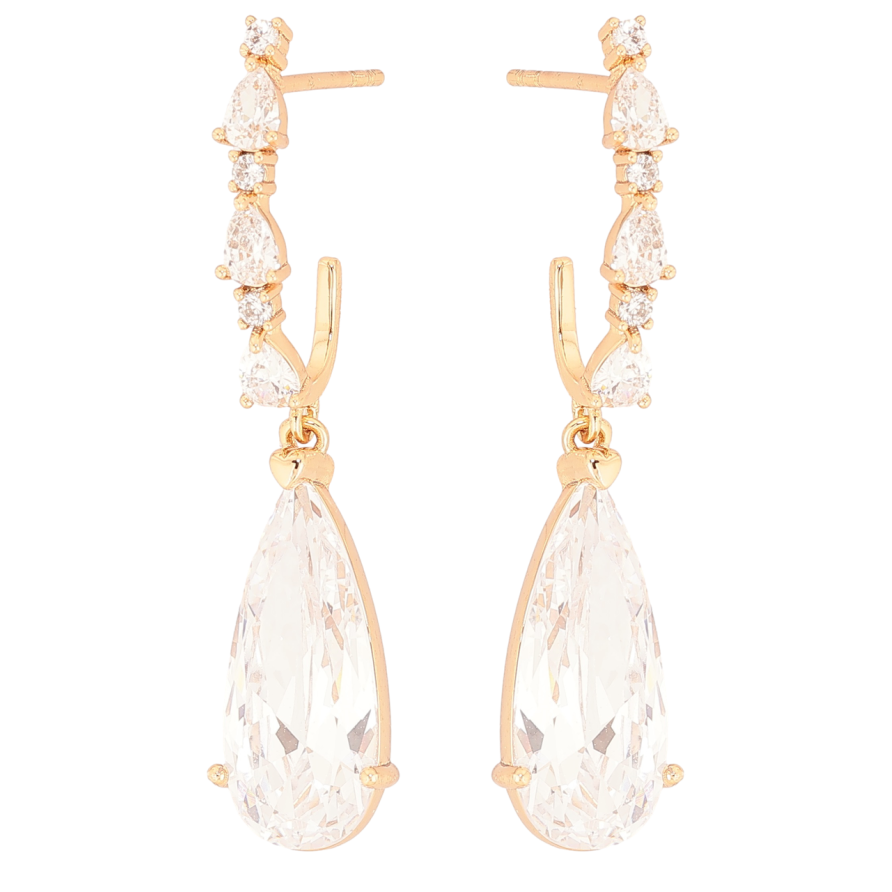 Сережки Xuping Позолота 18K пусети «Кришталеві підвіски» фото №1