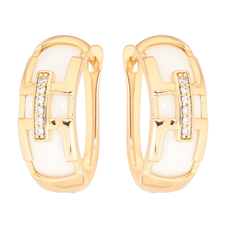 Серьги Xuping Позолота 18K английский замок Вставки белой керамики фото №18