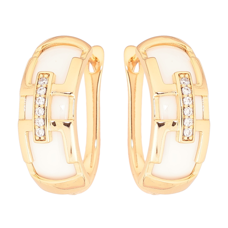 Серьги Xuping Позолота 18K английский замок Вставки белой керамики фото №2