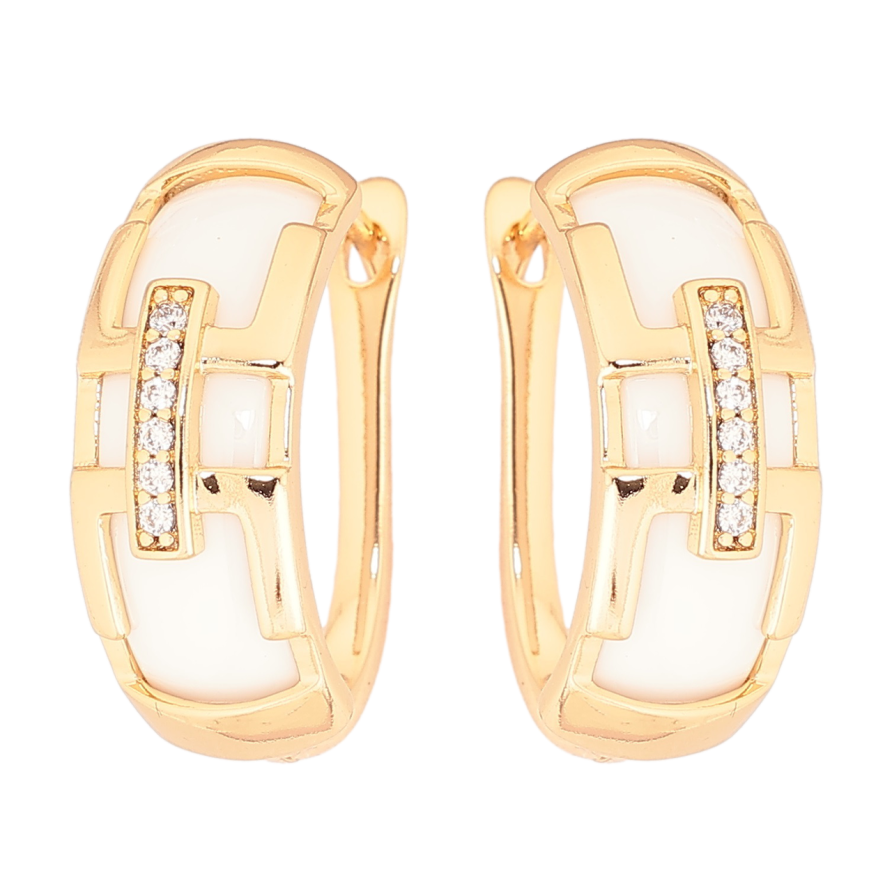 Серьги Xuping Позолота 18K английский замок Вставки белой керамики фото №1