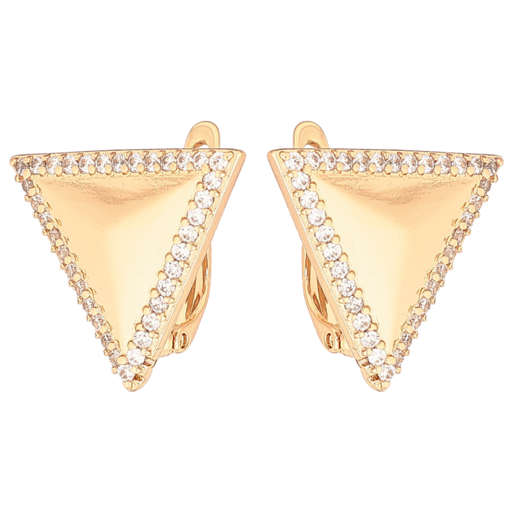 Сережки Xuping Позолота 18K англійський замок «Трикутники з цирконієм» фото №9