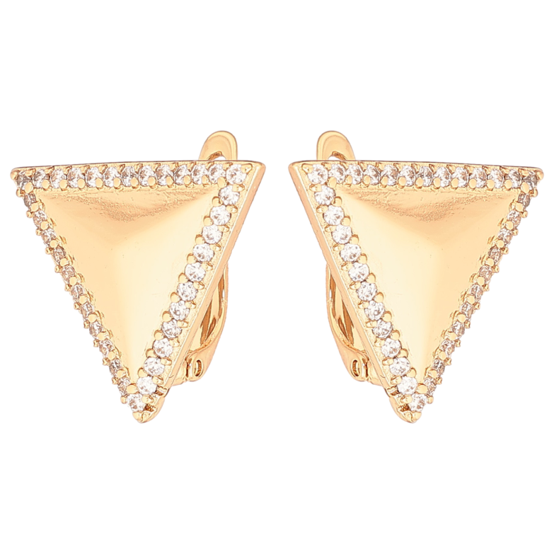 Сережки Xuping Позолота 18K англійський замок «Трикутники з цирконієм» фото №1