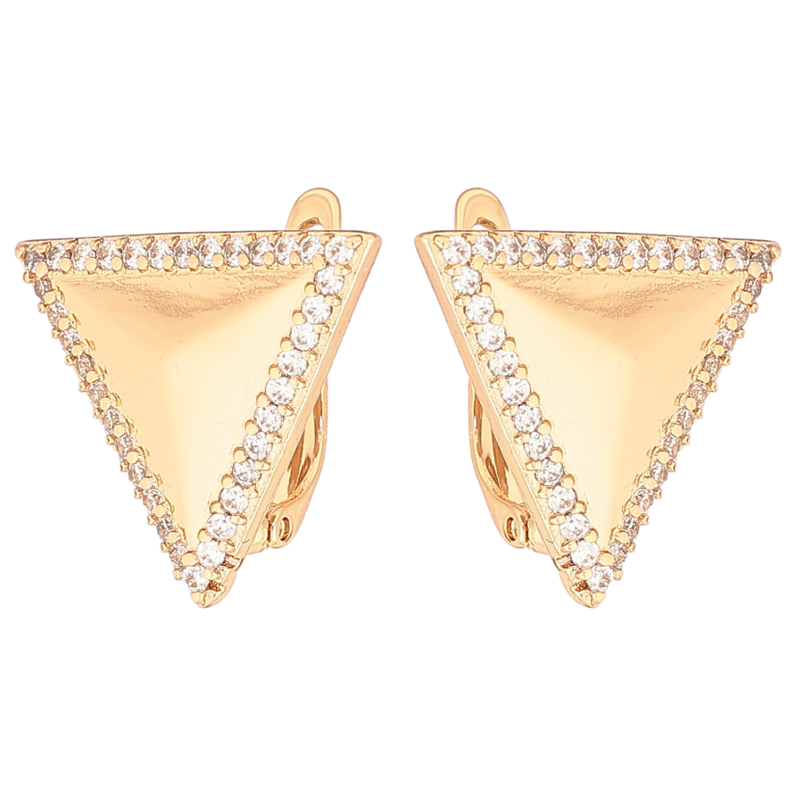 Сережки Xuping Позолота 18K англійський замок «Трикутники з цирконієм» фото №1