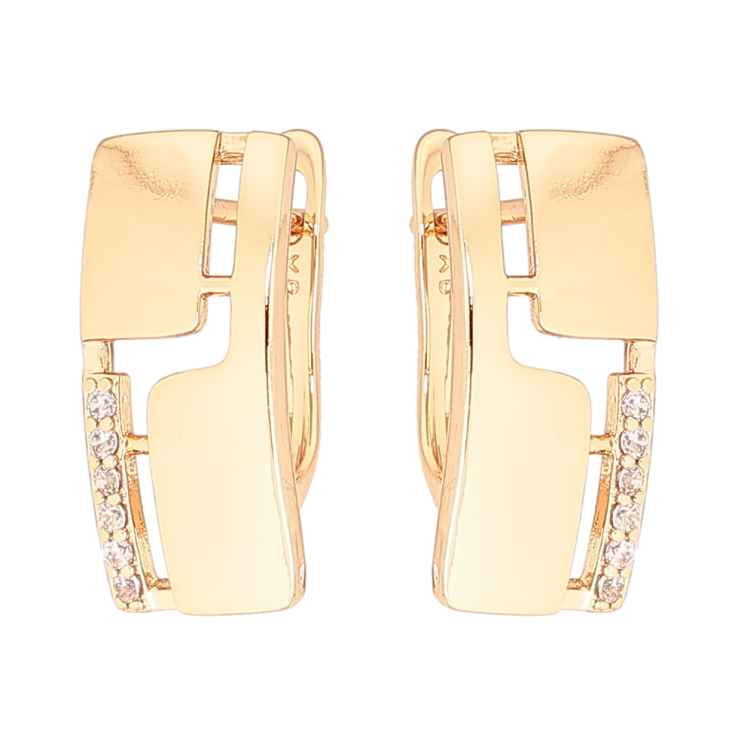 Серьги Xuping Позолота 18K английский замок Декоративный узор с дорожками циркония фото №7