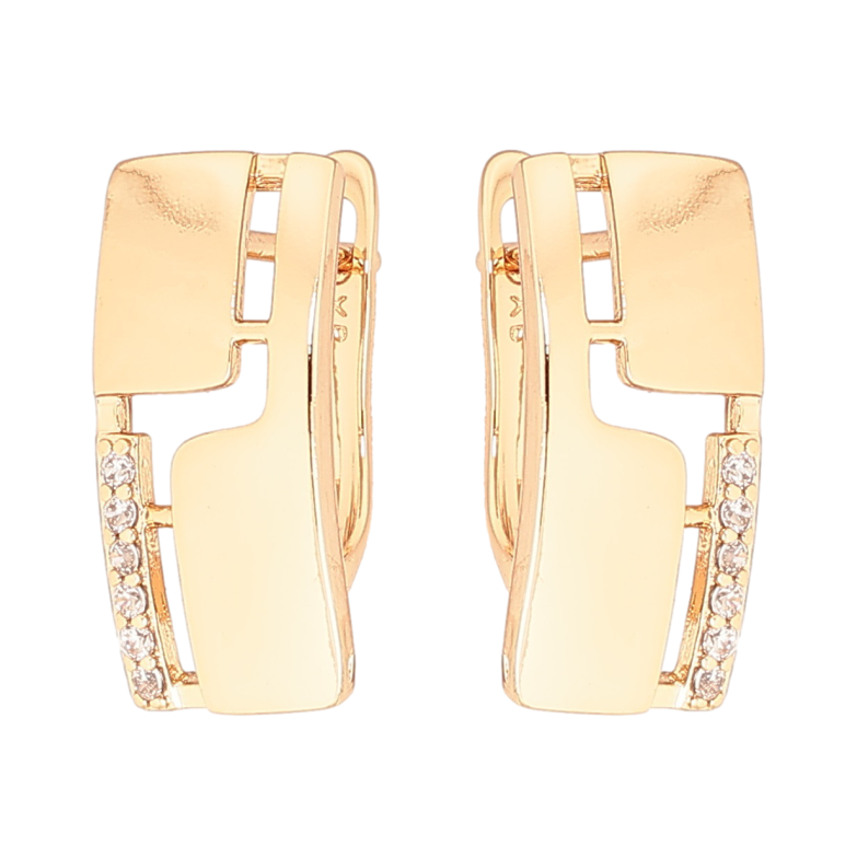 Серьги Xuping Позолота 18K английский замок Декоративный узор с дорожками циркония фото №1