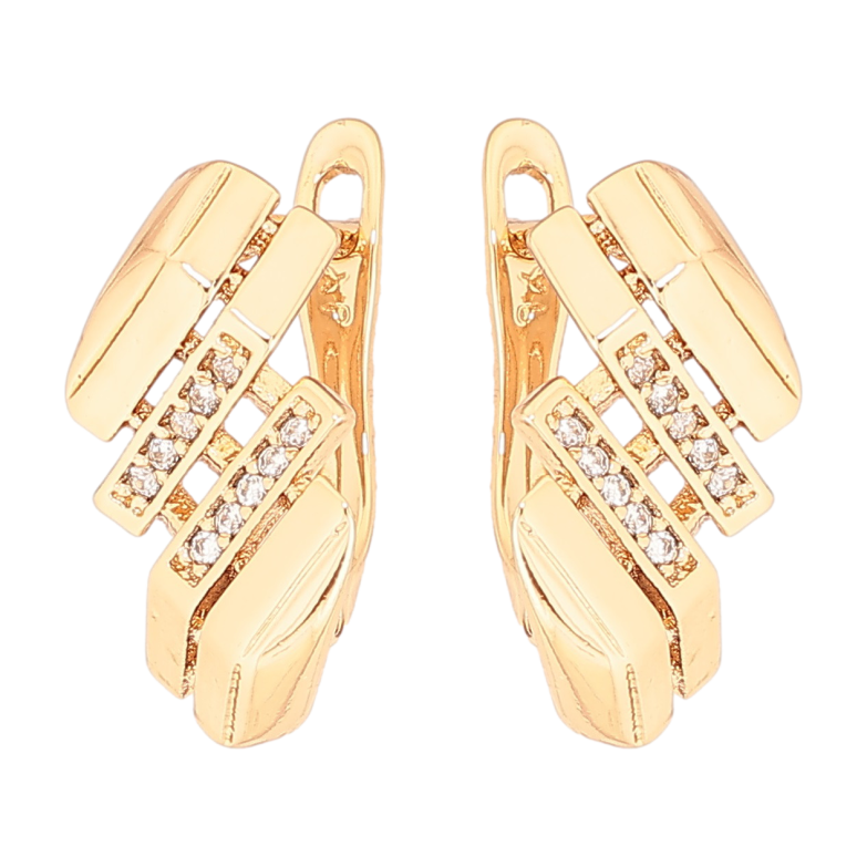 Серьги Xuping Позолота 18K английский замок Декоративный узор с дорожками циркония фото №1