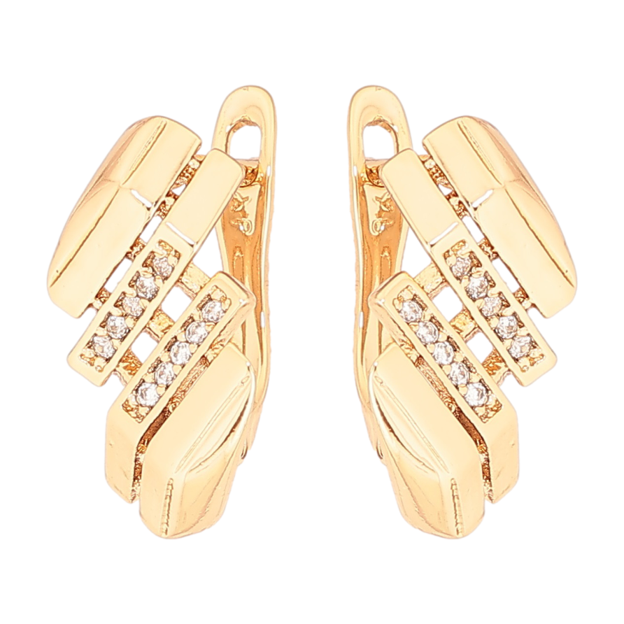 Серьги Xuping Позолота 18K английский замок Декоративный узор с дорожками циркония фото №1