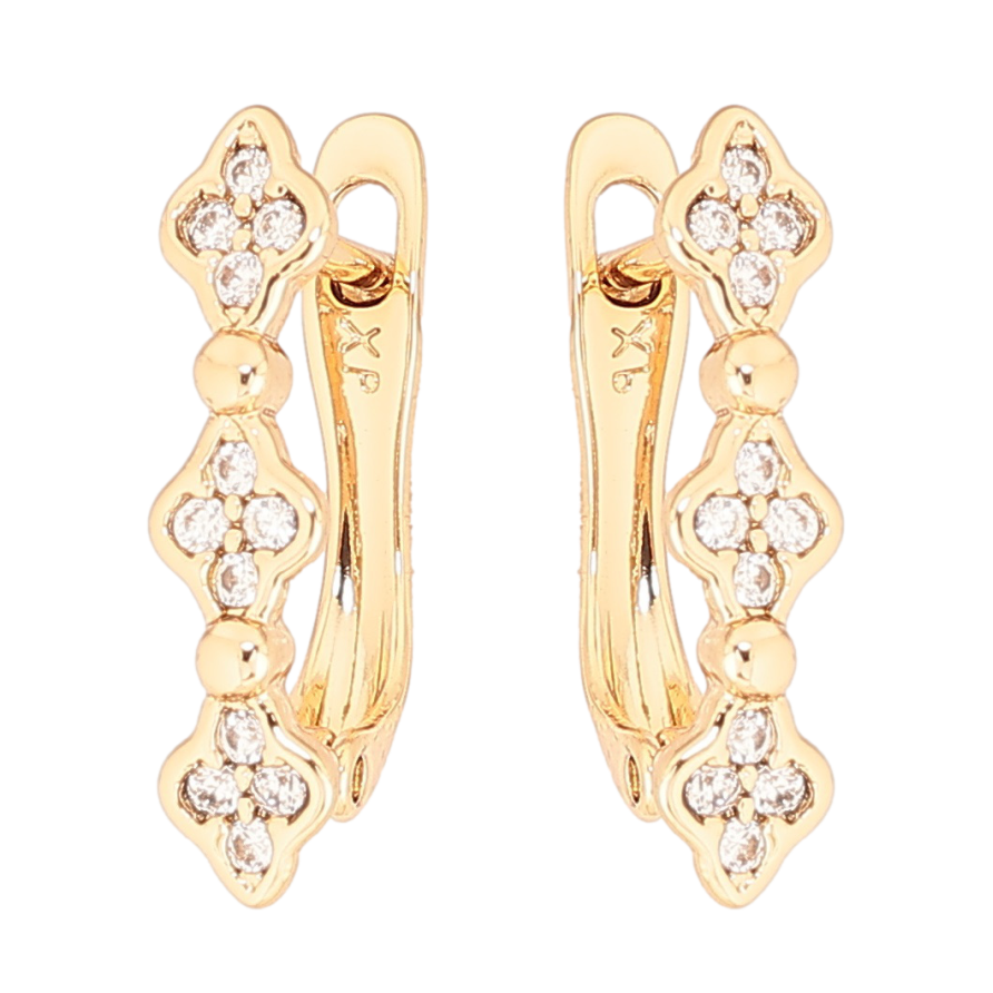 Сережки Xuping Позолота 18K англійський замок «Декоративний візерунок з цирконієм» фото №1