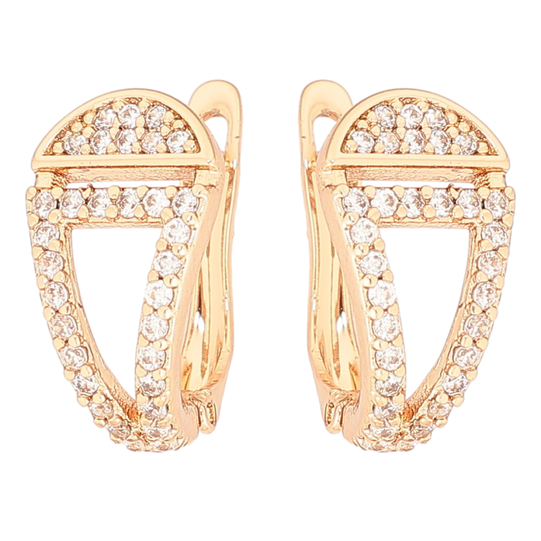 Сережки Xuping Позолота 18K англійський замок «Декоративний візерунок з цирконієм» фото №1