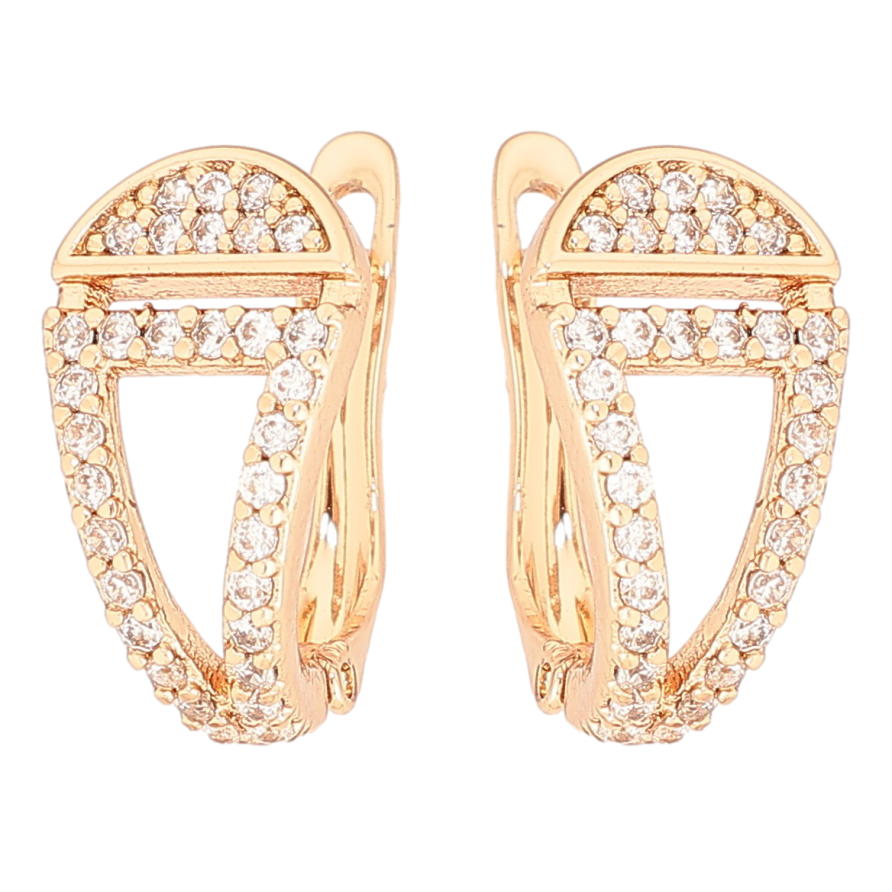 Сережки Xuping Позолота 18K англійський замок «Декоративний візерунок з цирконієм» фото №1