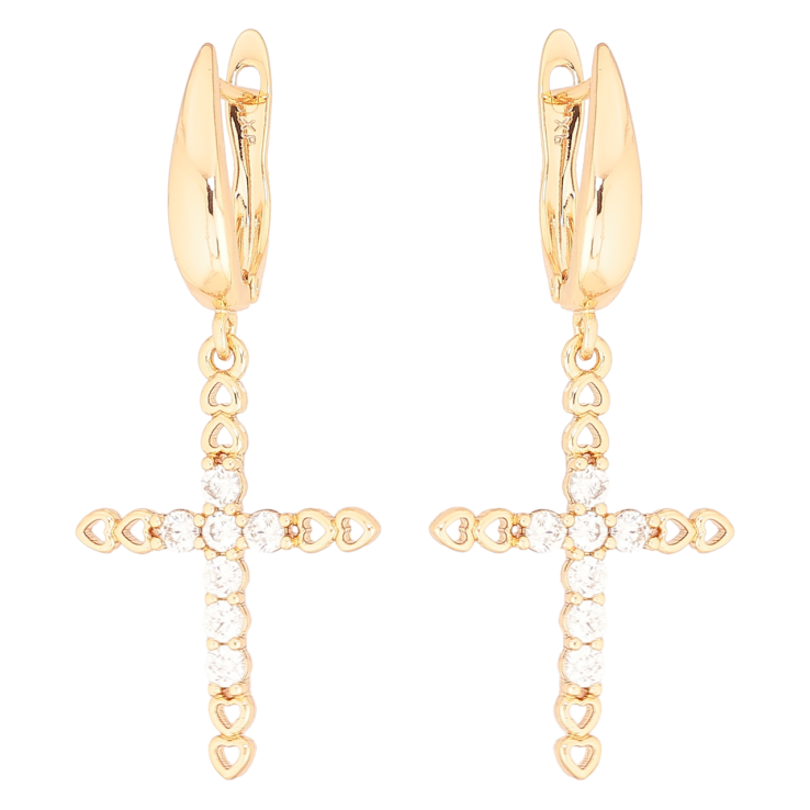 Серьги Xuping Позолота 18K английский замок Крестики с цирконием фото №6