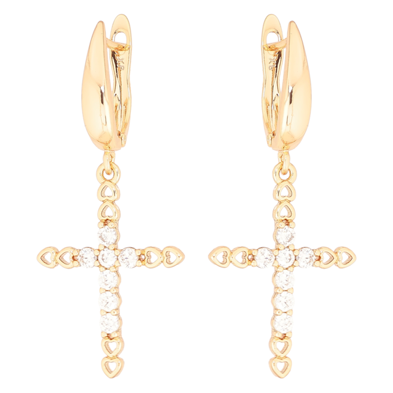 Сережки Xuping Позолота 18K англійський замок «Хрестики з цирконієм» фото №1