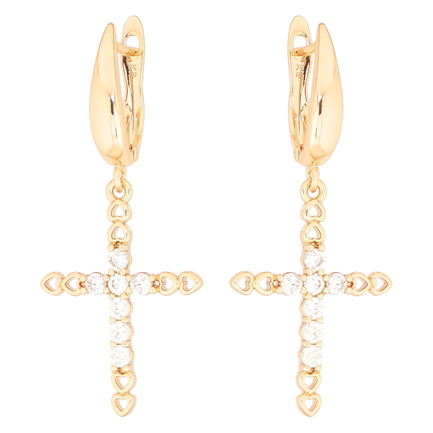 Серьги Xuping Позолота 18K английский замок Крестики с цирконием фото №1
