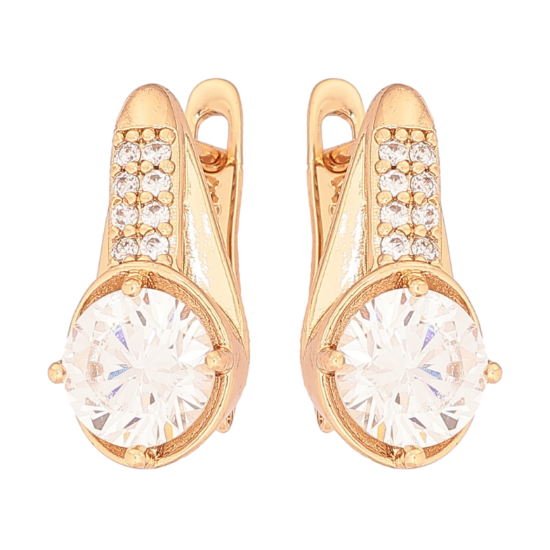 Сережки Xuping Позолота 18K англійський замок «Візерунок з кристалами» фото №1