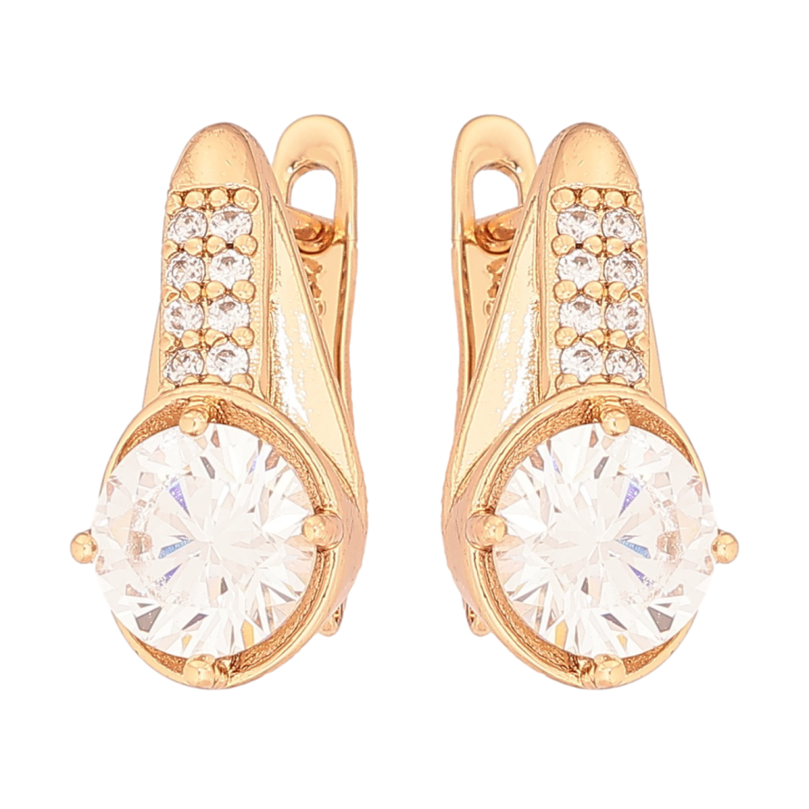 Сережки Xuping Позолота 18K англійський замок «Візерунок з кристалами» фото №1