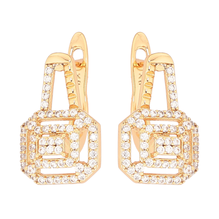 Сережки Xuping Позолота 18K англійський замок «Інкрустація цирконієм» фото №16