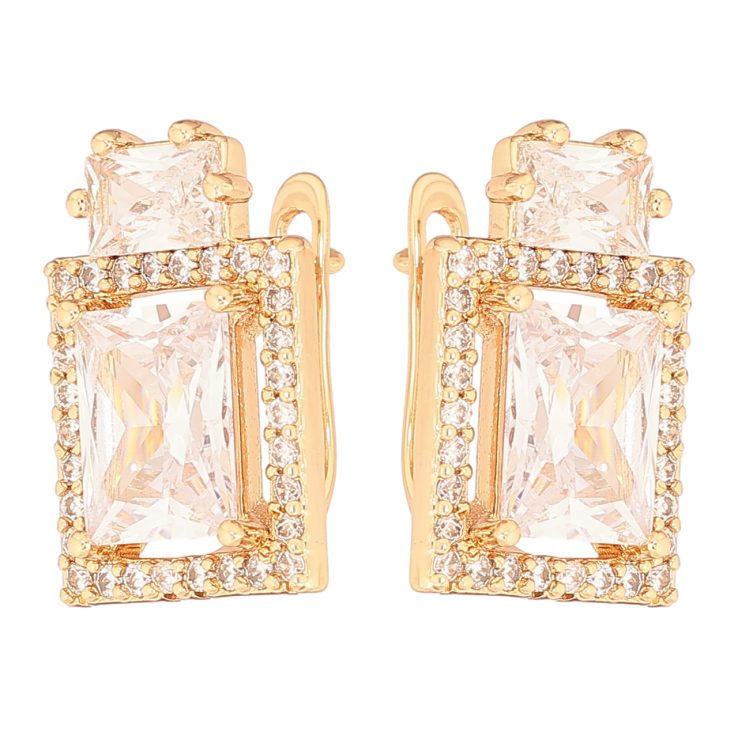 Сережки Xuping Позолота 18K англійський замок «Кристали в обрамленні цирконію» фото №14