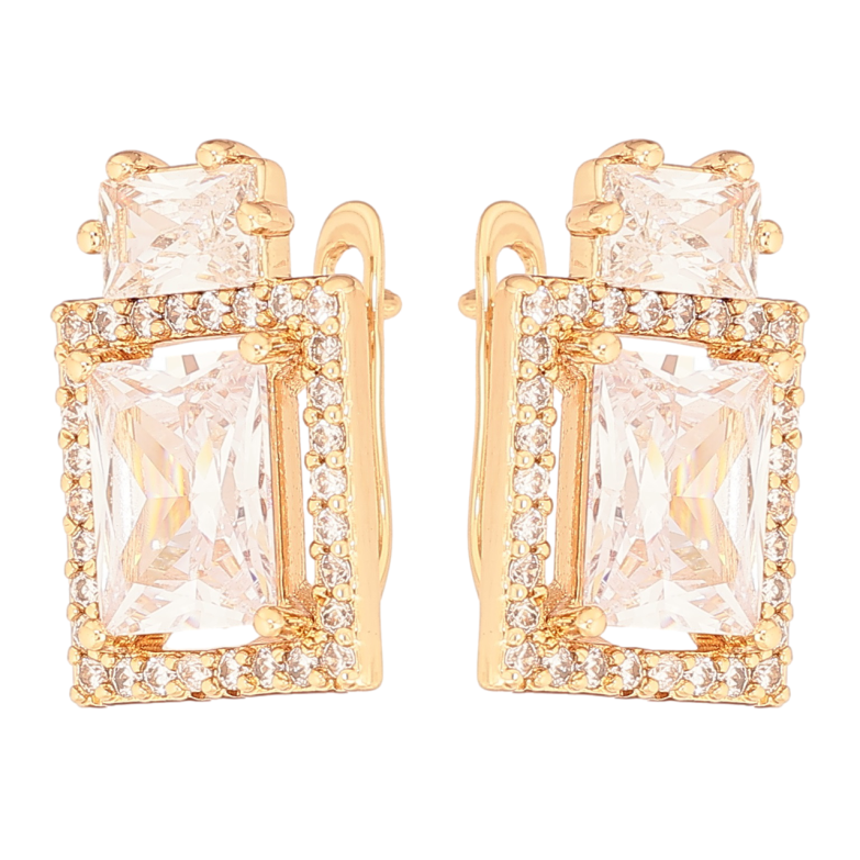 Серьги Xuping Позолота 18K английский замок Кристаллы в обрамлении циркония фото №1