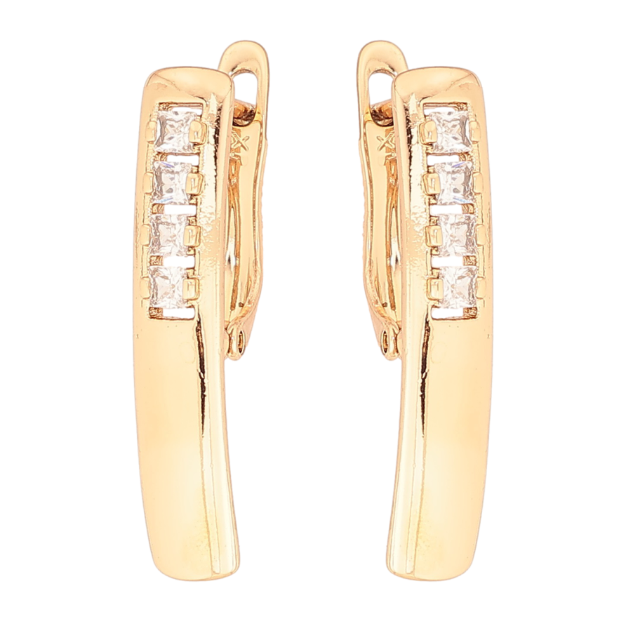 Сережки Xuping Позолота 18K англійський замок «Візерунок з цирконієм» фото №1