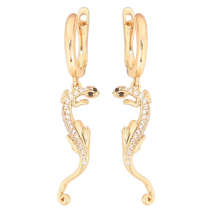 Серьги Xuping Позолота 18K английский замок Ящерицы фото №8