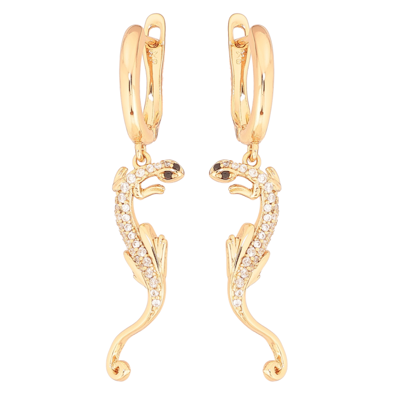 Серьги Xuping Позолота 18K английский замок Ящерицы фото №1