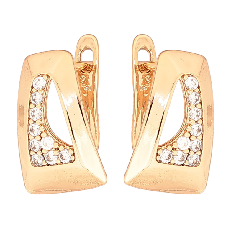 Сережки Xuping Позолота 18K англійський замок «Візерунок з цирконієм» фото №1