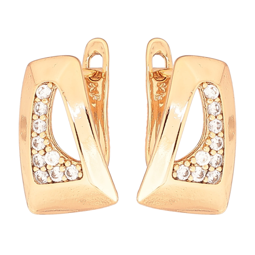 Сережки Xuping Позолота 18K англійський замок «Візерунок з цирконієм» фото №1