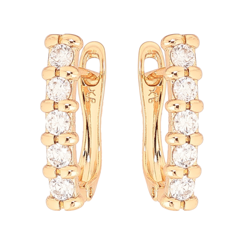 Сережки Xuping Позолота 18K англійський замок «Доріжки цирконію» фото №3