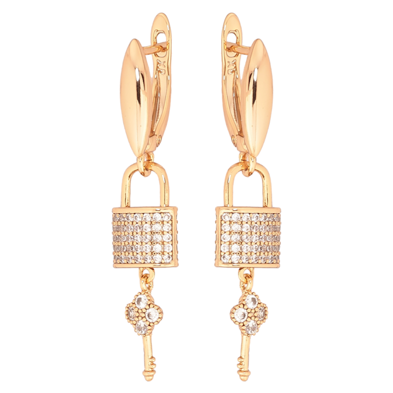Сережки Xuping Позолота 18K англійський замок «Замочки з ключиками» фото №1