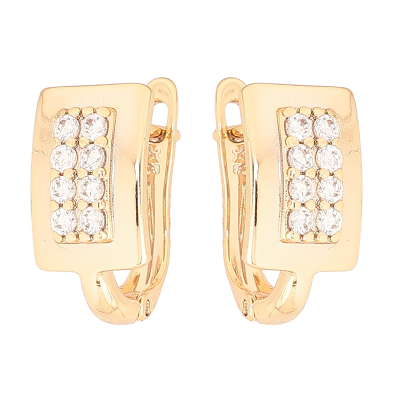 Сережки Xuping Позолота 18K англійський замок «Прямокутники з цирконієм» фото №2