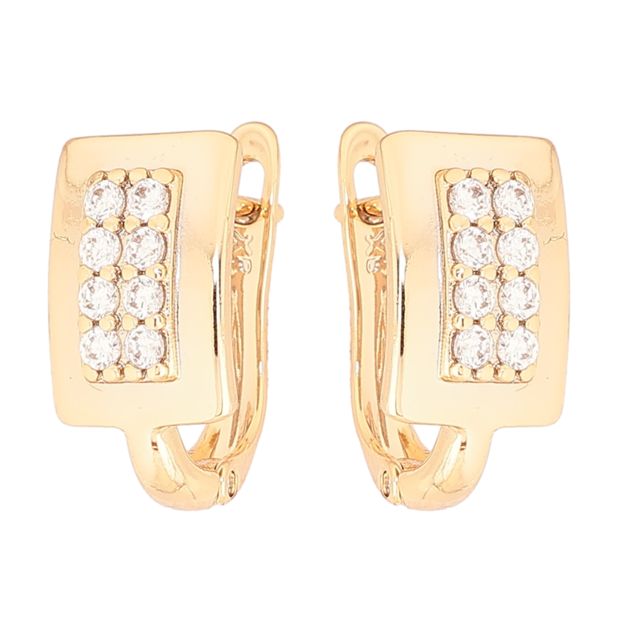 Серьги Xuping Позолота 18K английский замок Прямоугольники с цирконием фото №1