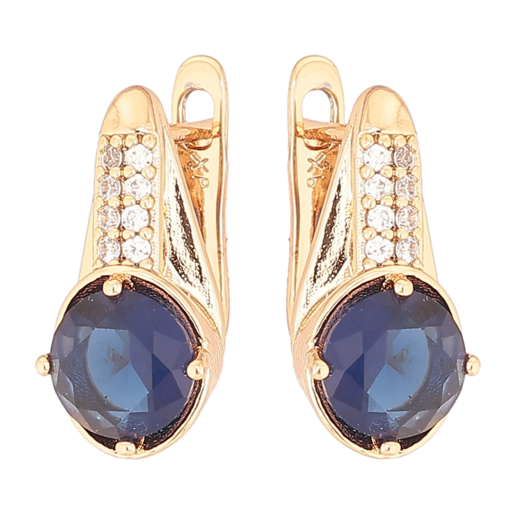 Серьги Xuping Позолота 18K английский замок Узор с цирконием и синими кристаллами фото №24