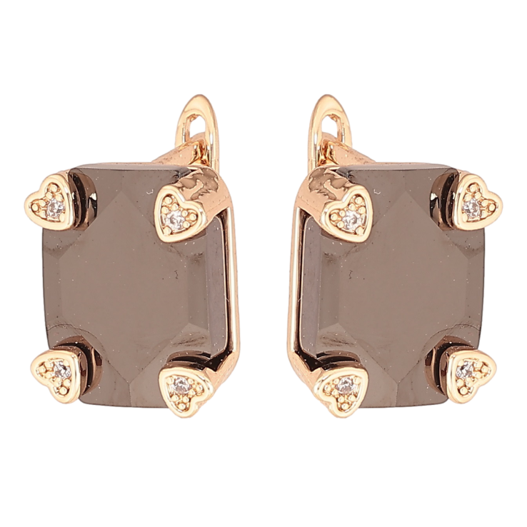 Серьги Xuping Позолота 18K английский замок Черная керамика в романтической оправе фото №13