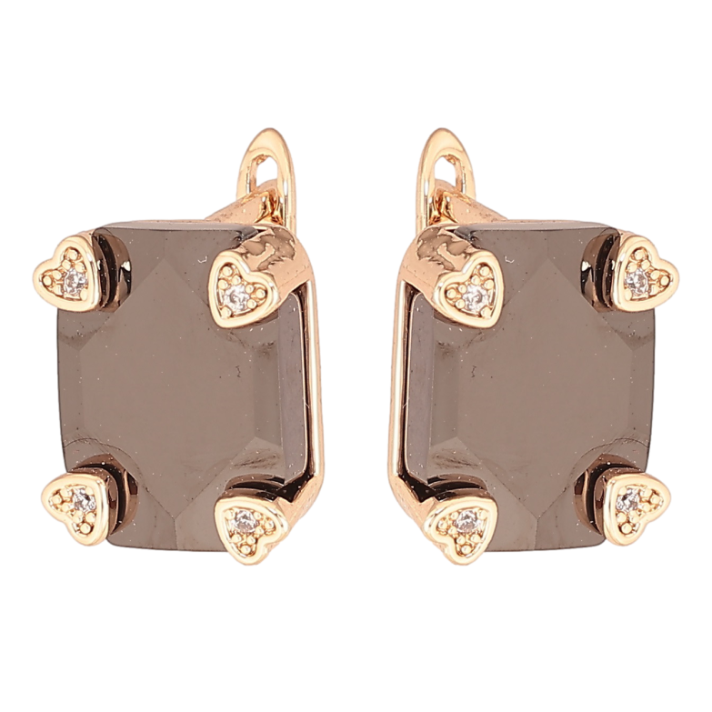 Серьги Xuping Позолота 18K английский замок Черная керамика в романтической оправе фото №2