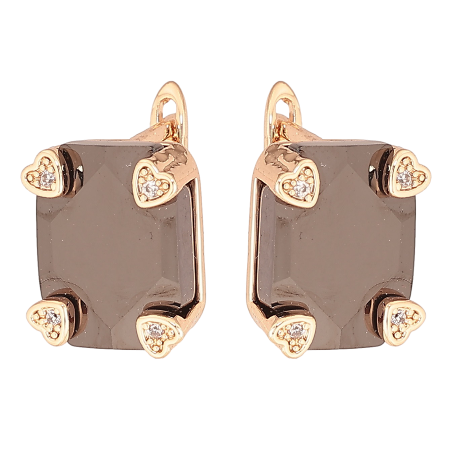 Серьги Xuping Позолота 18K английский замок Черная керамика в романтической оправе фото №1