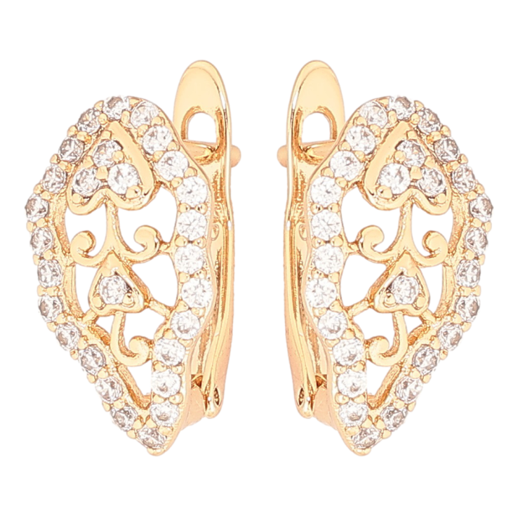 Сережки Xuping Позолота 18K англійський замок «Ажурний візерунок з цирконієм» фото №15