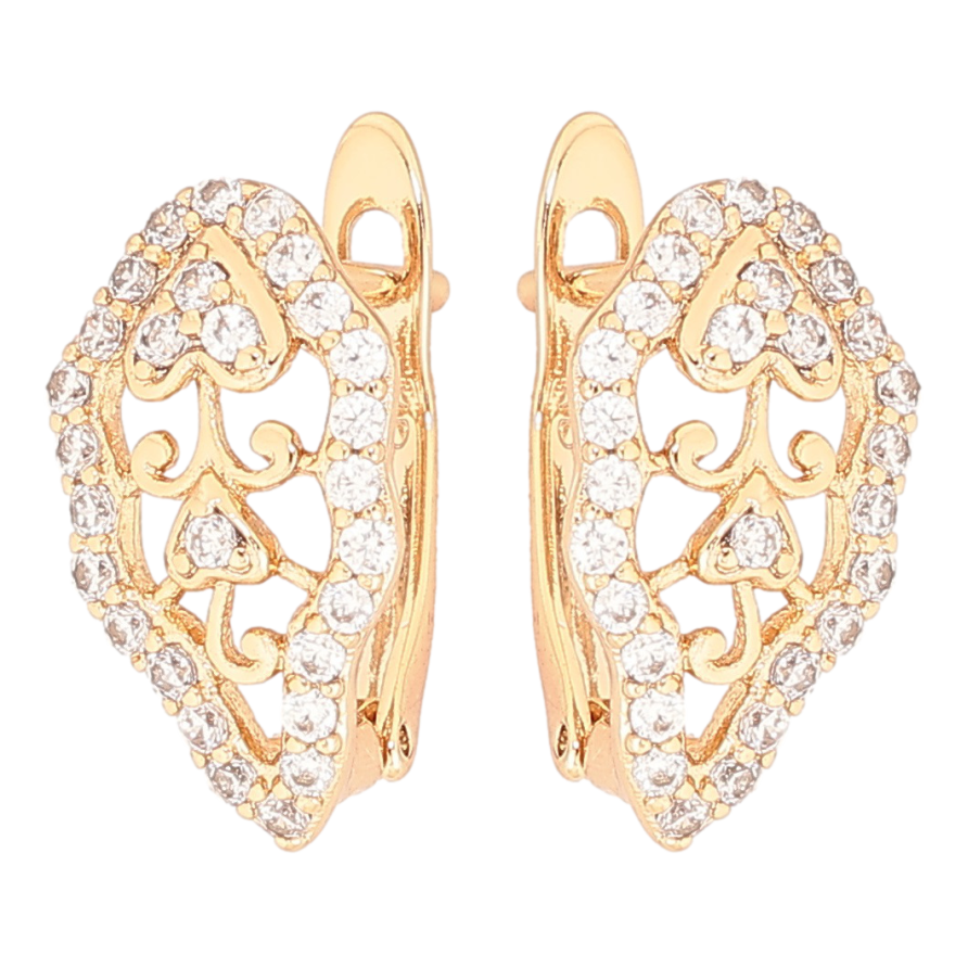 Сережки Xuping Позолота 18K англійський замок «Ажурний візерунок з цирконієм» фото №1