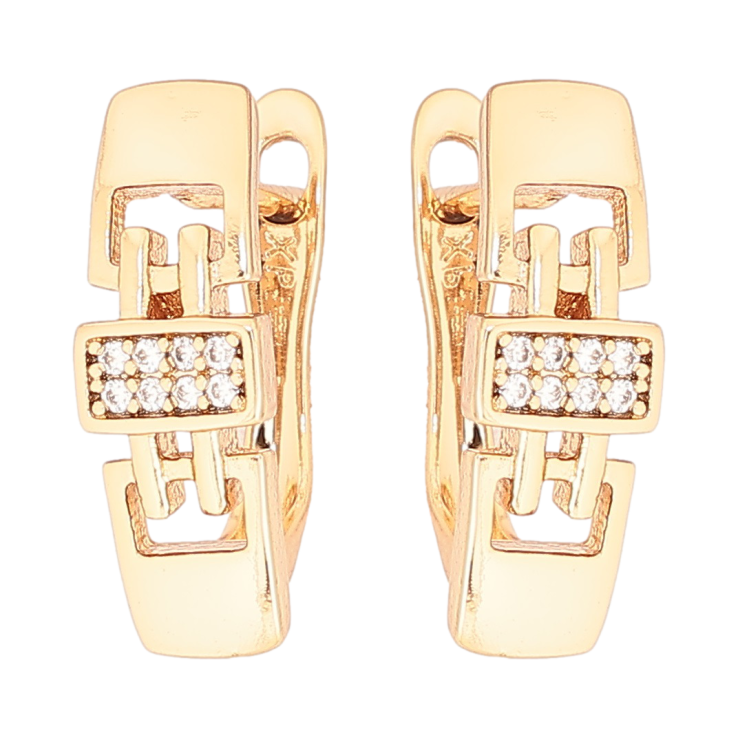 Сережки Xuping Позолота 18K англійський замок «Декоративний візерунок з цирконієм» фото №18