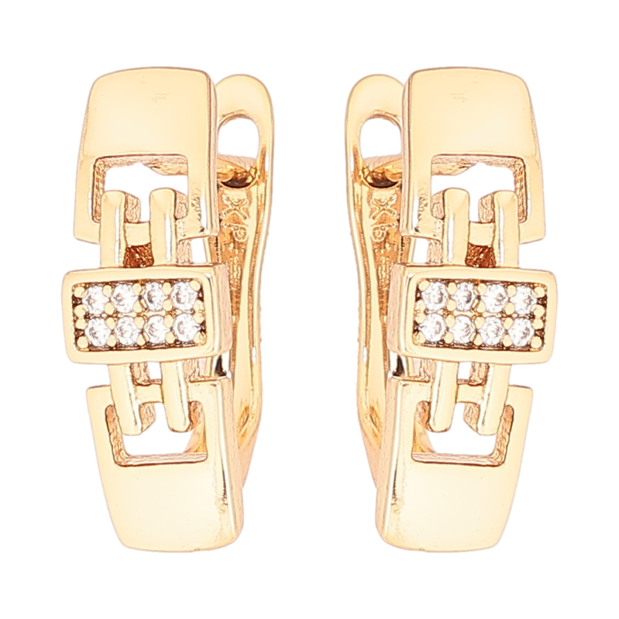 Сережки Xuping Позолота 18K англійський замок «Декоративний візерунок з цирконієм» фото №1