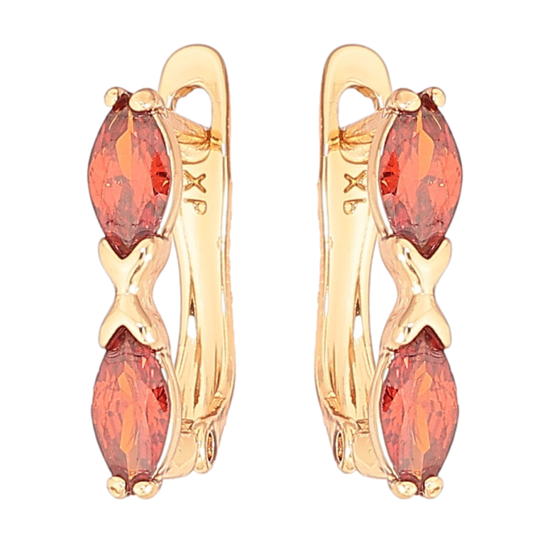 Серьги Xuping Позолота 18K английский замок Красные кристаллы фото №1