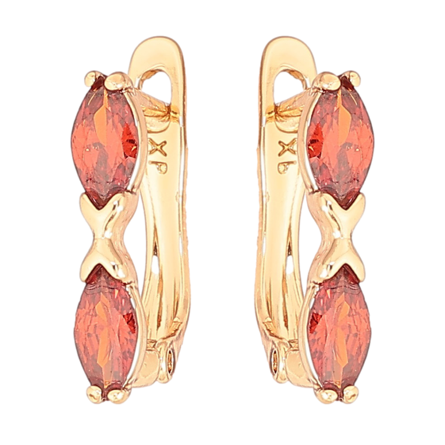 Сережки Xuping Позолота 18K англійський замок «Червоні кристали» фото №1