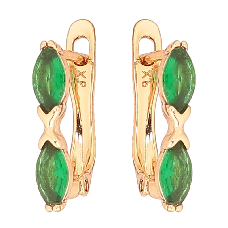 Серьги Xuping Позолота 18K английский замок Зеленые кристаллы фото №5