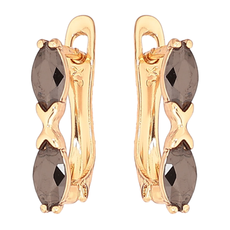 Серьги Xuping Позолота 18K английский замок Черные кристаллы фото №20